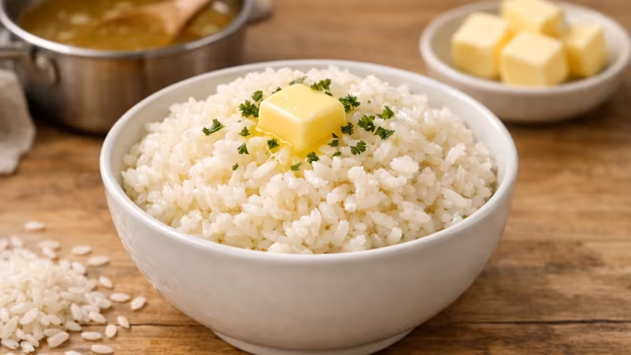 arroz blanco caldo mantequilla